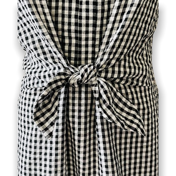 Vineyard Vines Black & White Gingham Seersucker Tie Front Dress Size 10 - Picture 8 of 16
